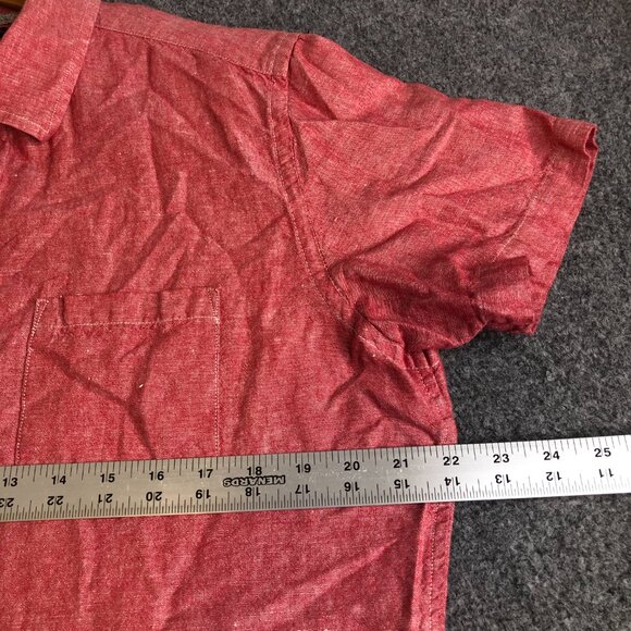 Banana Republic Shirts Mens Medium Red Pink Linen Blend Slim Vacation Office - Picture 5 of 8